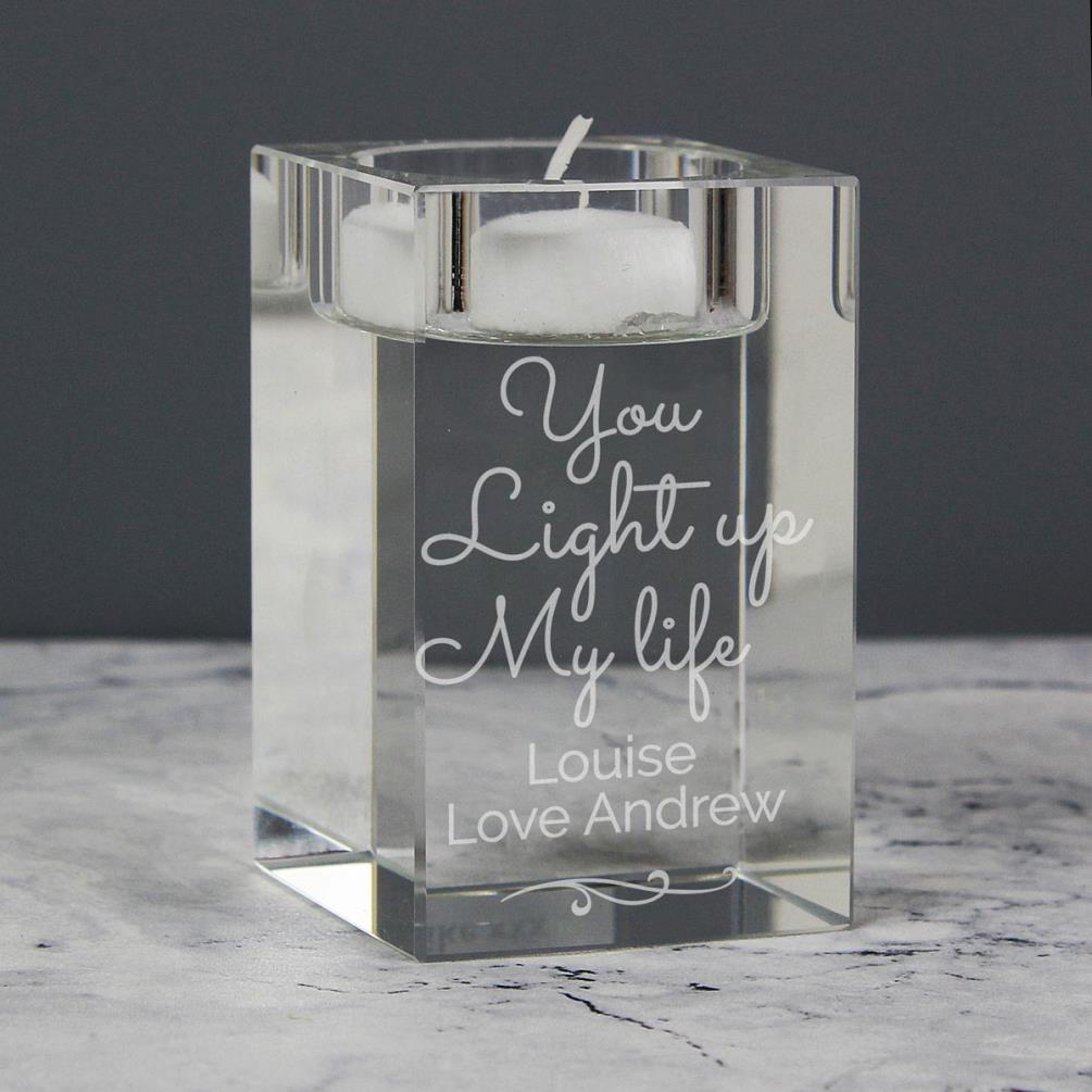 Personalised You Light Up My Life Glass Tea Light Holder Extra Image 2